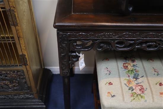 A 19th century Chinese hongmu small altar table, H. 78cm, W. 98cm, D. 45cm